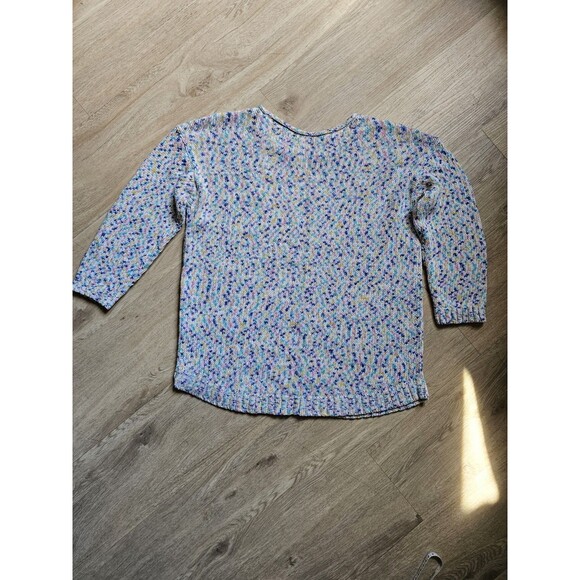 Talbots Sweater Top Women Size Small Confetti  Knit Pastel Casual 3/4 Sleeves - Picture 7 of 7